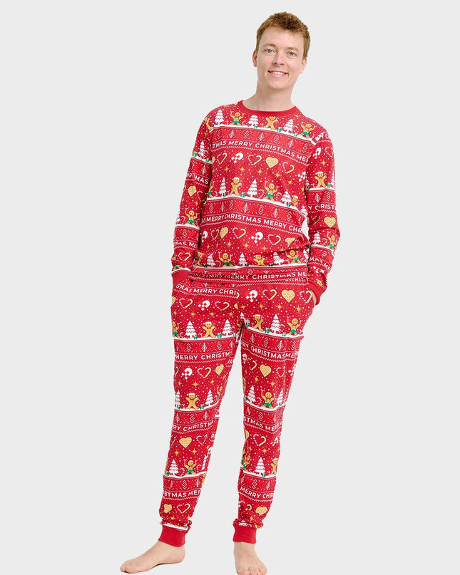 Pyjama rouge en forme de biscuit de Noël pour homme