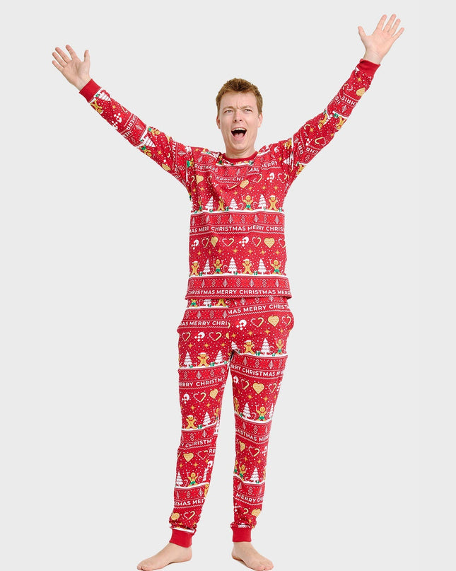 Pyjama rouge en forme de biscuit de Noël pour homme