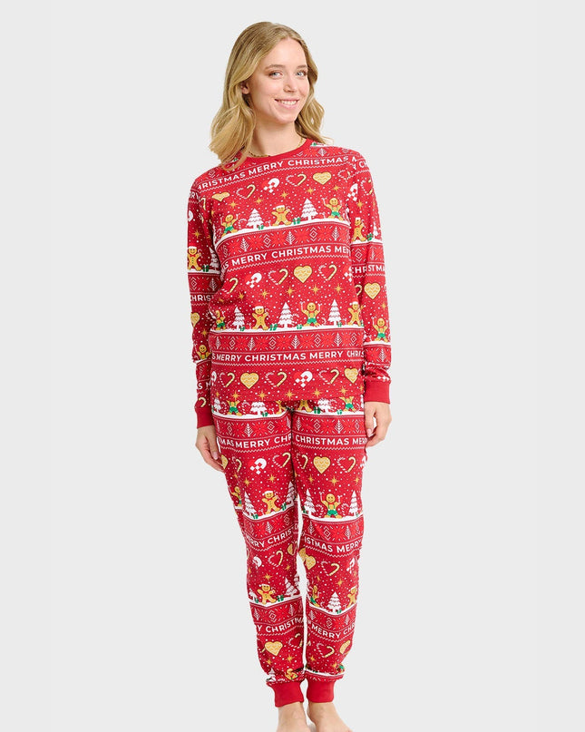 Pyjama rouge en forme de biscuit de Noël pour femme