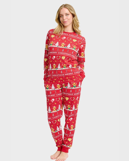 Pyjama rouge en forme de biscuit de Noël pour femme