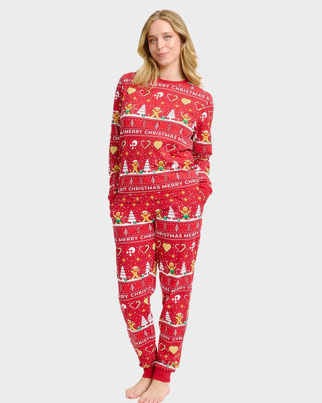Pyjama rouge en forme de biscuit de Noël pour femme