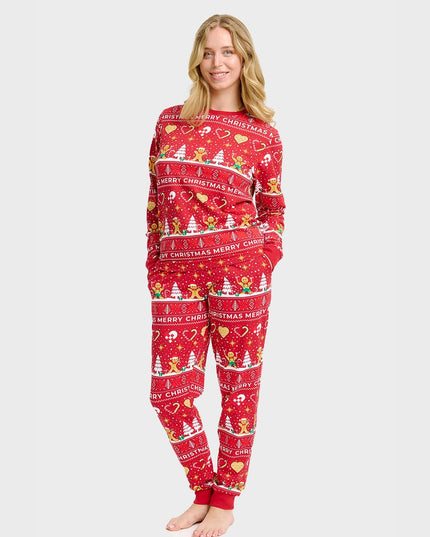 Pyjama rouge en forme de biscuit de Noël pour femme