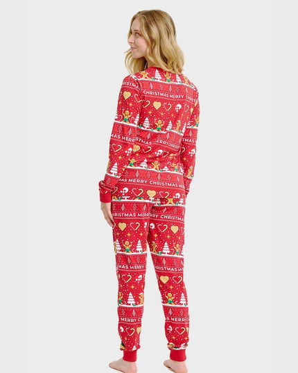 Pyjama rouge en forme de biscuit de Noël pour femme
