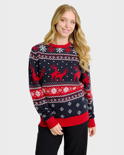 Pull de Noël à motif renne espiègle - Femme