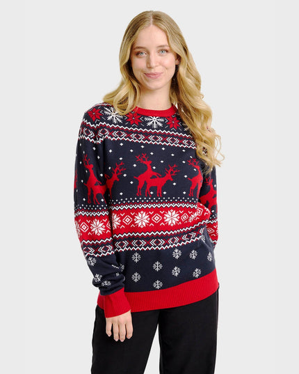Pull de Noël à motif renne espiègle - Femme