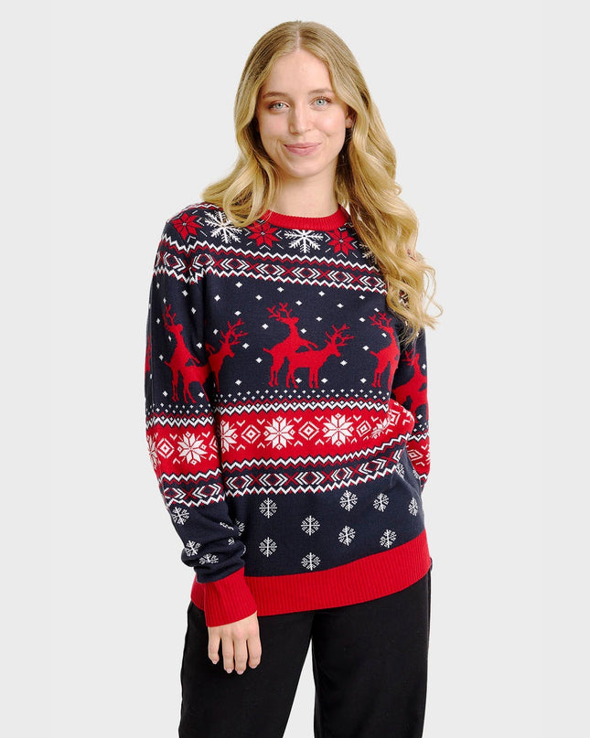 Pull de Noël à motif renne espiègle - Femme