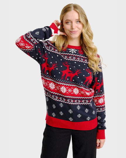 Pull de Noël à motif renne espiègle - Femme