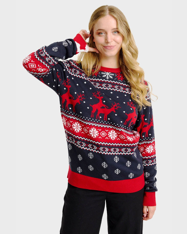 Pull de Noël à motif renne espiègle - Femme