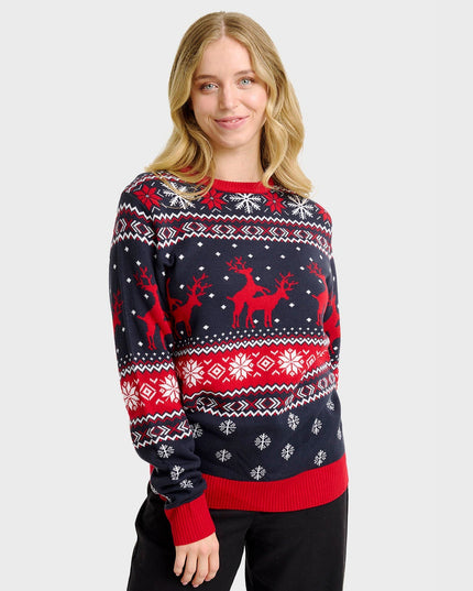 Pull de Noël à motif renne espiègle - Femme