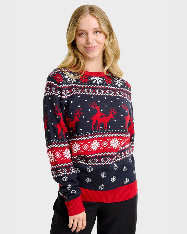 Pull de Noël à motif renne espiègle - Femme