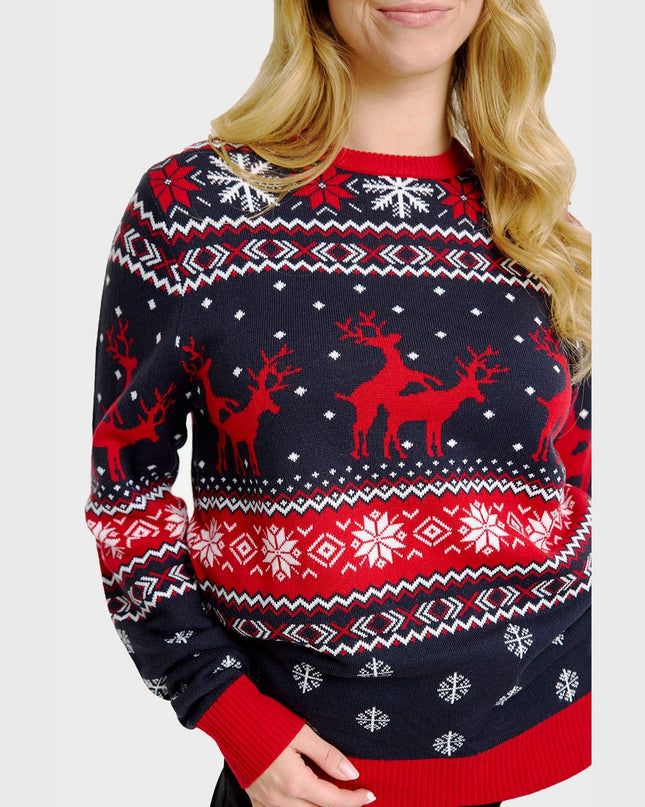 Pull de Noël à motif renne espiègle - Femme