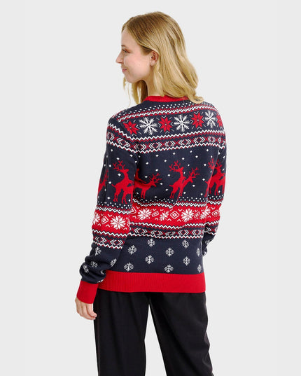 Pull de Noël à motif renne espiègle - Femme