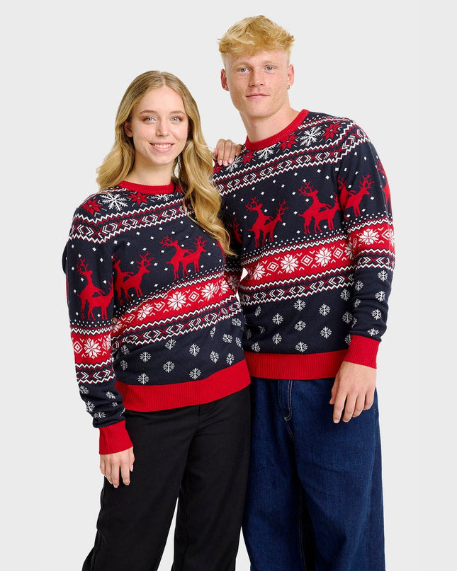 Pull de Noël à motif renne espiègle - Femme