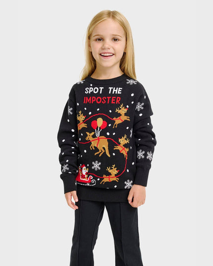 Pull de Noël imposteur pour enfants - Style festif et amusant
