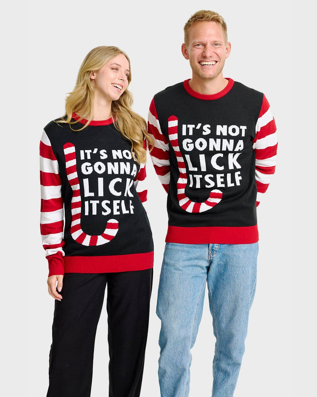 Pull de Noël à motif canne à sucre pour femmes