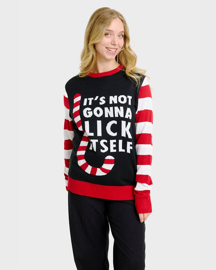 Pull de Noël à motif canne à sucre pour femmes