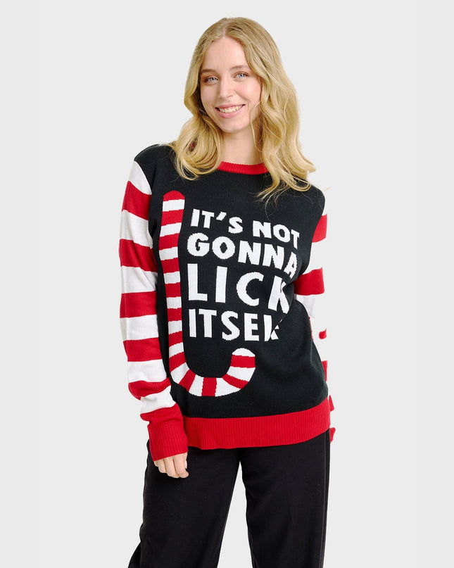 Pull de Noël à motif canne à sucre pour femmes