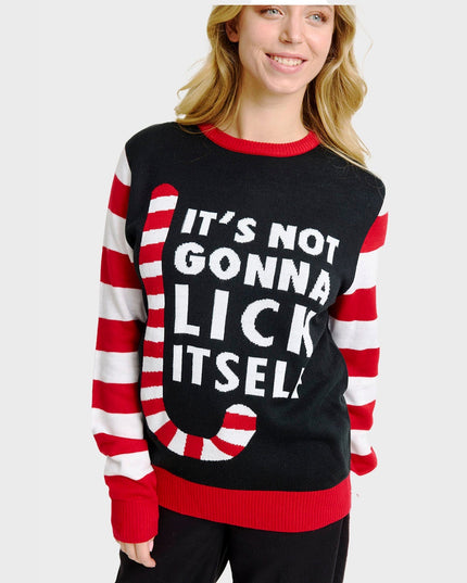 Pull de Noël à motif canne à sucre pour femmes