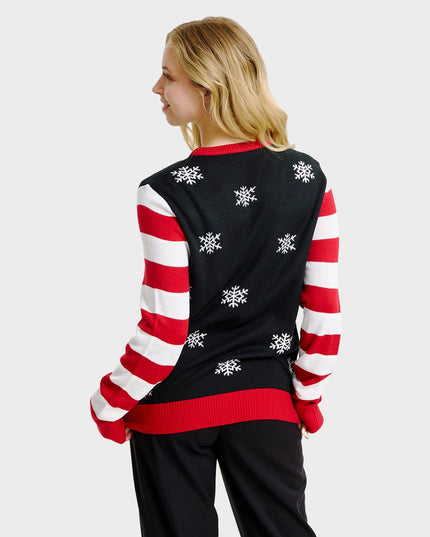 Pull de Noël à motif canne à sucre pour femmes