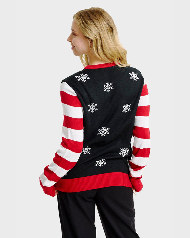 Pull de Noël à motif canne à sucre pour femmes