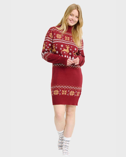 Robe de Noël à col roulé pour femmes