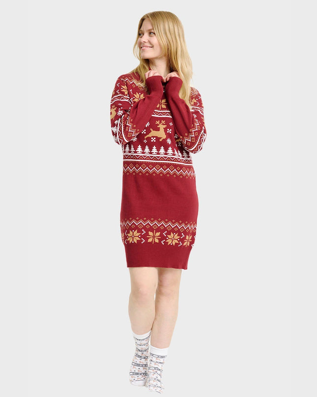 Robe de Noël à col roulé pour femmes