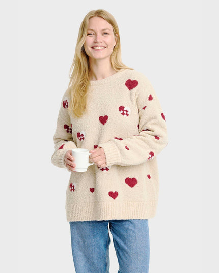Pull de Noël en forme de cœur pour femme