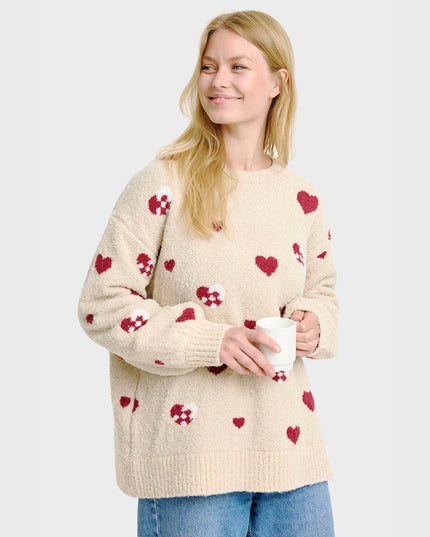 Pull de Noël en forme de cœur pour femme