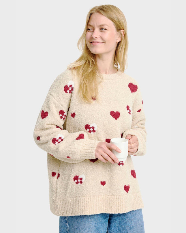 Pull de Noël en forme de cœur pour femme