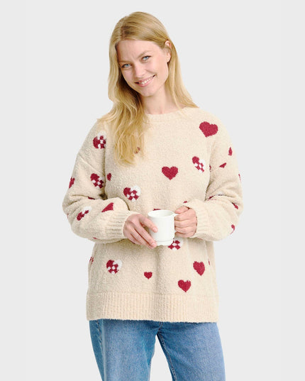 Pull de Noël en forme de cœur pour femme