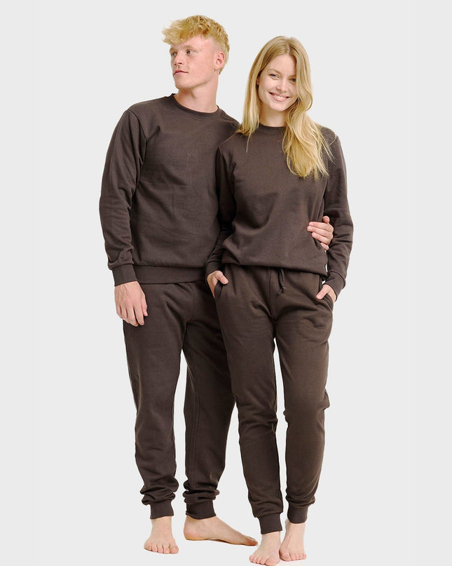 Ensemble de survêtement marron pour femme, idéal pour les fêtes et le confort