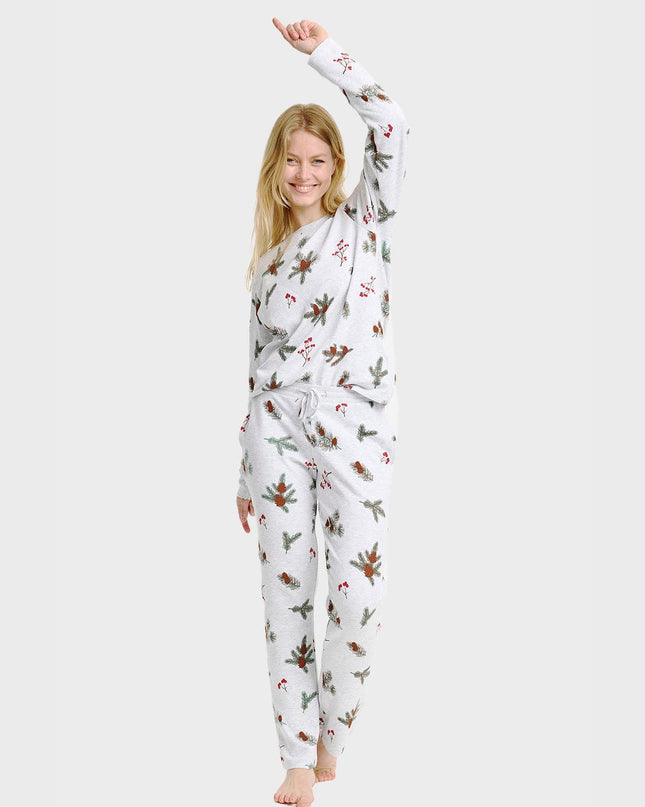 Ensemble pyjama côtelé pour femme - Idéal pour Noël en famille