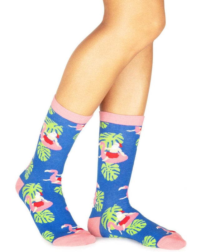 Women's Santa Pool Party Socks (Fits Sizes 6-11W)