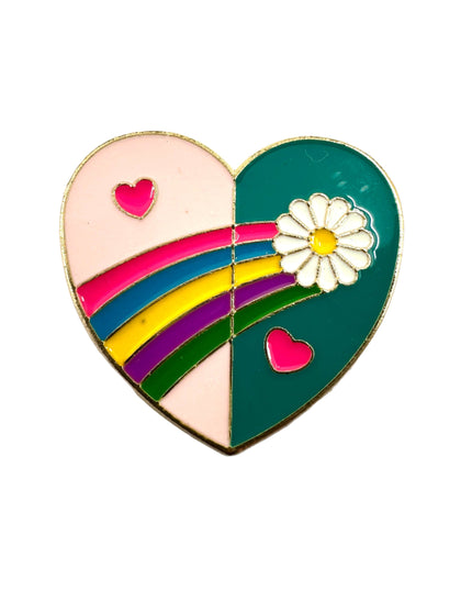 Pin's en forme de cœur marguerite | Mots-clés : Accessoires, Saint-Valentin