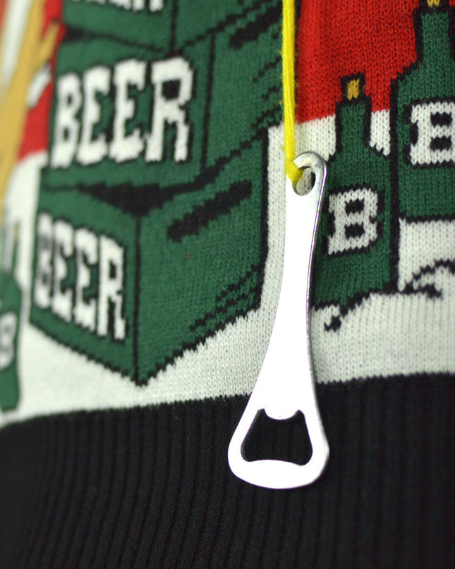 Christmas Sweater for Men with Reindeer and Beer Opener