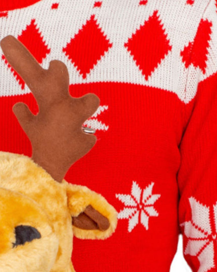 Pull de Noël moche avec motif d'élan rouge en 3D