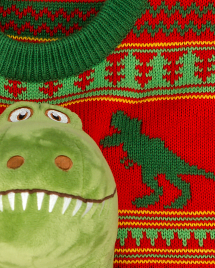 Pull de Noël moche en peluche T-Rex 3D pour femmes