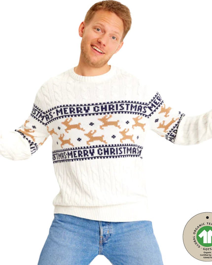 Pull de Noël Marius pour femme, blanc traditionnel et élégant