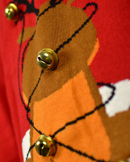 Pull de Noël rouge à grelots 3D pour femme