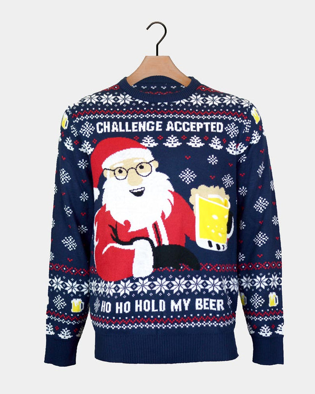 Pull de Noël 3D avec poche à bière pour couples