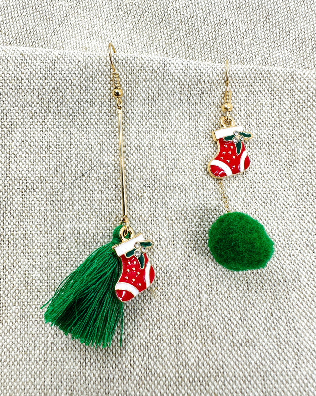 Boucles d'oreilles de Noël - Chaussettes ornées de strass