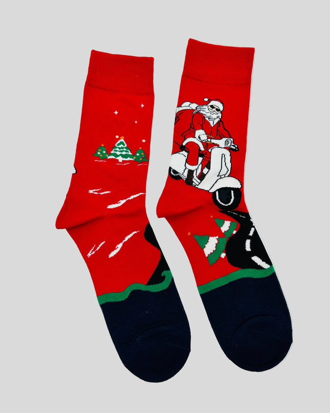 Chaussettes - Père Noël motard - Accessoire de Noël amusant