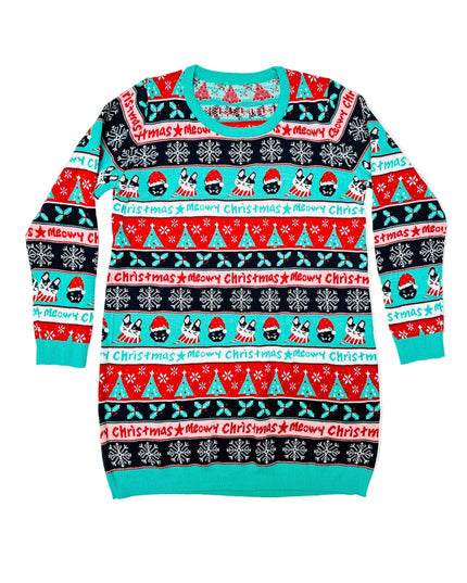 Robe pull de Noël vintage - Chat Noël