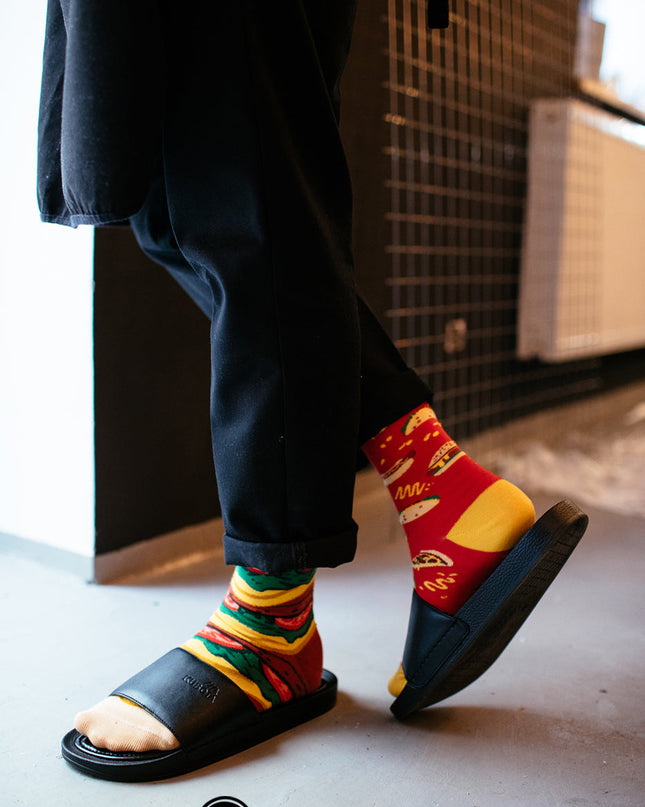 Many Mornings Zokni - Chaussettes Fast Foot Fun pour adultes et enfants