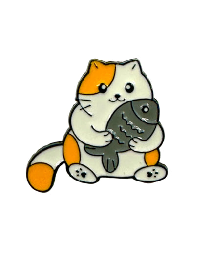 Broche Poisson Chat II - Accessoire amusant pour les amoureux des chats