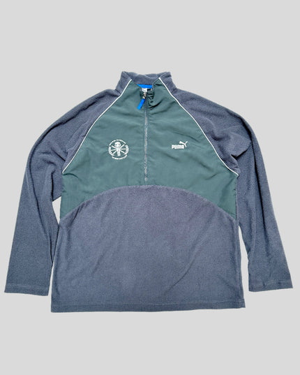 Pull-over vintage Puma gris en polaire, pull de Noël familial