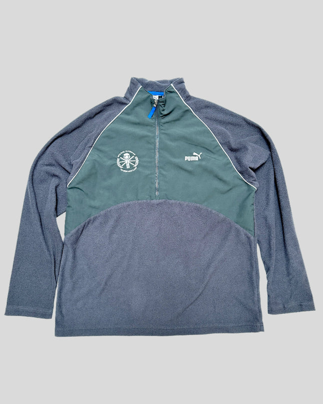 Pull-over vintage Puma gris en polaire, pull de Noël familial