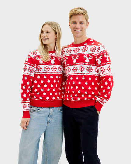 Pull de Noël rouge classique - Homme