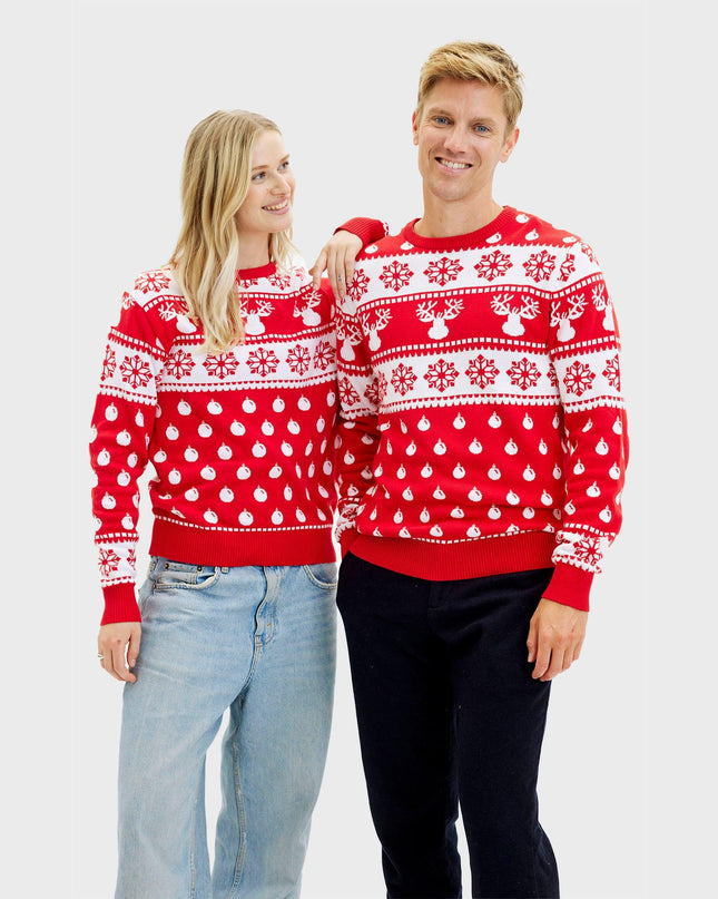 Pull de Noël rouge classique - Homme