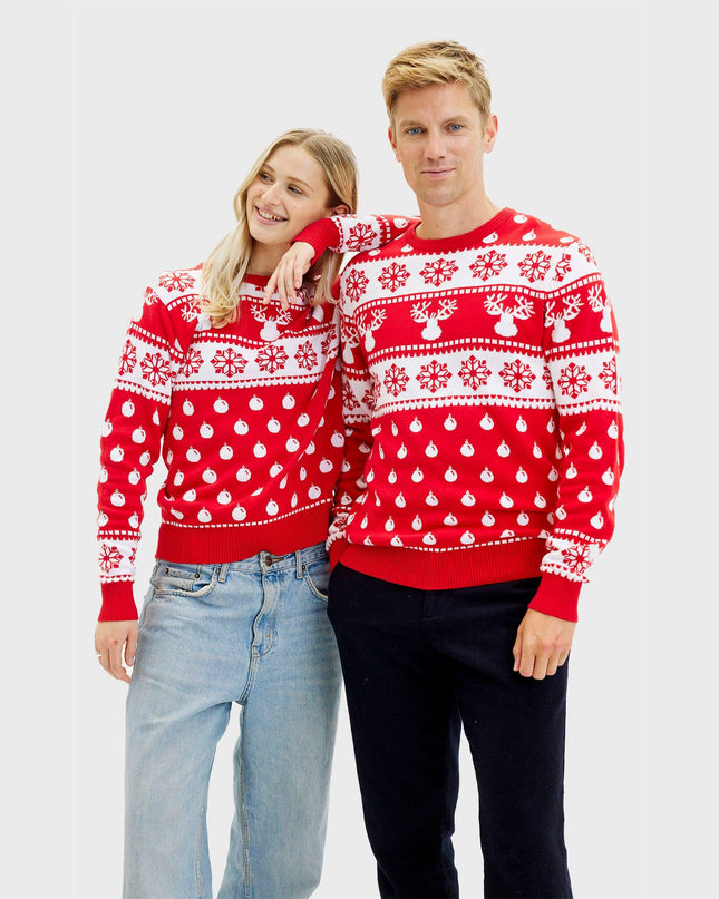 Pull de Noël rouge classique - Homme